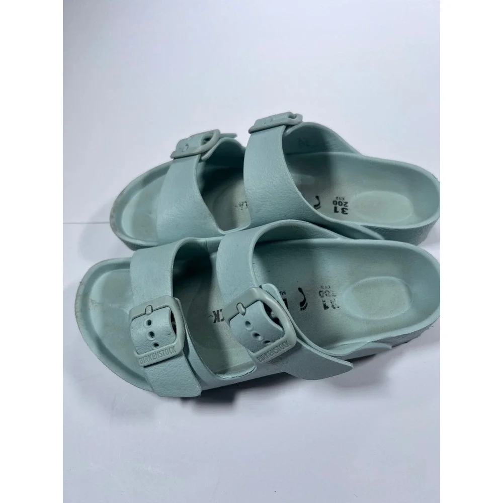 Birkenstock Arizona EVA Kids 31 Seafoam Blue Waterproof Two Strap Slide Sandals